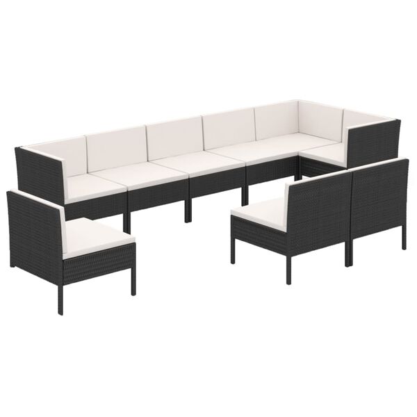 vidaXL Garden Lounge Set Black, Cream White