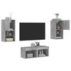 vidaXL 4 Piece TV Wall Stands with LED Lights Concrete Gray