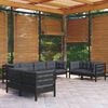 vidaXL Garden Lounge Set Black Solid pinewood, fabric (100% polyester)