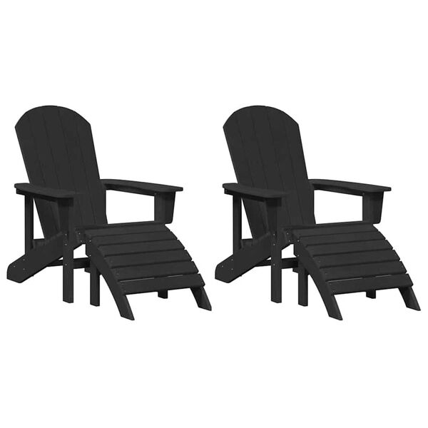 vidaXL Garden Chair 2 pcs Black 32.68 x 29.13 x 36.22 in Polyethylene