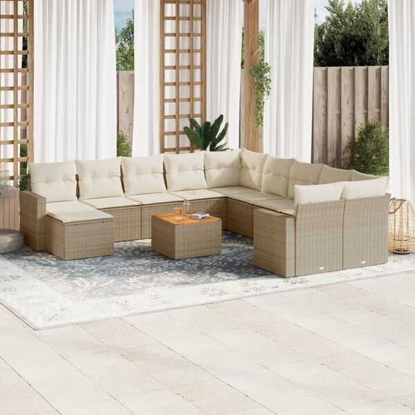 vidaXL Garden Sofa Set Set of 12 Beige, Cream White