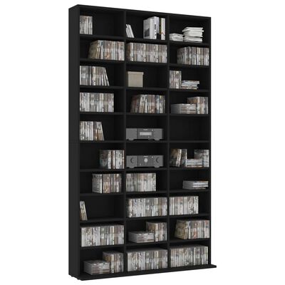 vidaXL CD Cabinet Black 40.2"x6.3"x69.9" Engineered Wood