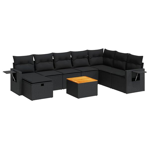 vidaXL Garden Sofa Set Black PE Rattan Large Modular Garden Sofa Set