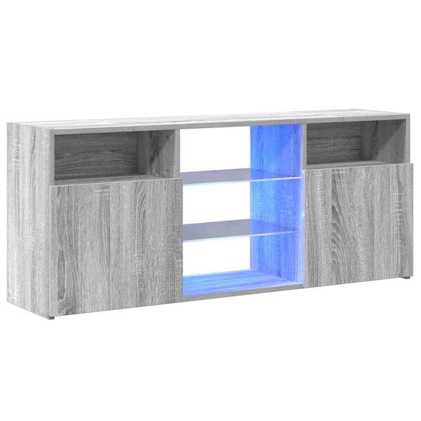 vidaXL TV Cabinet Grey Sonoma Engineered wood, tempered glass Medium