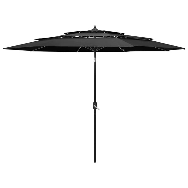 vidaXL Parasol Gray Polyester 9.8 ft diameter Collapsible Parasol