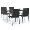 vidaXL 5 Piece Patio Dining Set Black Textilene and Steel