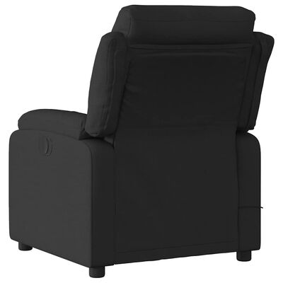 Back view of black recliner with armrests and extended footrest