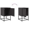 vidaXL Bedside Cabinet Set of 2 Black Steel 14.2 x 15.4 x 23.8 in