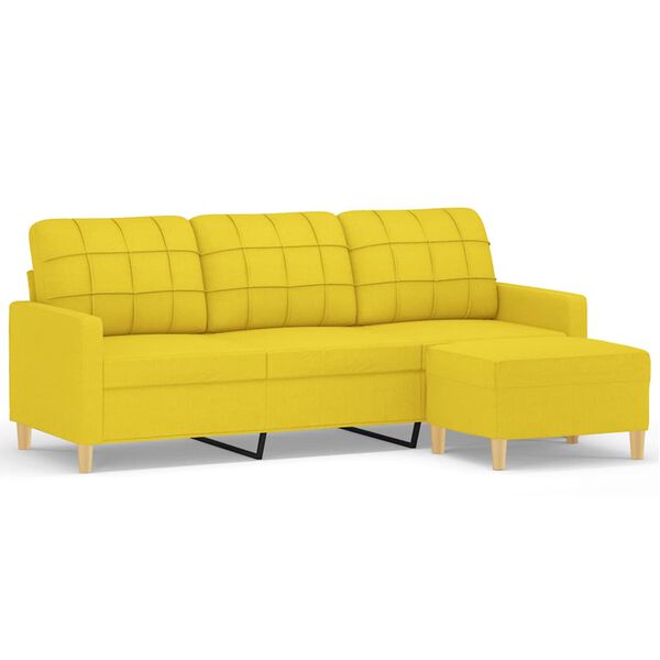 vidaXL 3-seater Sofa With Footstool Light Yellow