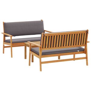 vidaXL Garden Sofa Set 3 pcs Brown 47.24 x 25.79 x 31.10 in