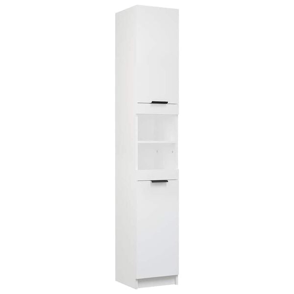 vidaXL Bathroom Cabinet White Engineered Wood Tall Bathroom Cabinet