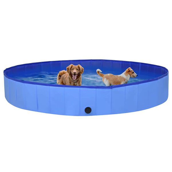 vidaXL Dog Swimming Pool Blue PVC 118.1 x 15.7 in Collapsible