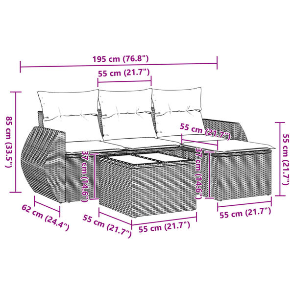 vidaXL Garden Sofa Set Light Grey, Dark Grey
