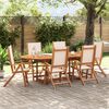 vidaXL Folding Garden Chair Set of 6 Cream Solid Acacia wood, Textilene