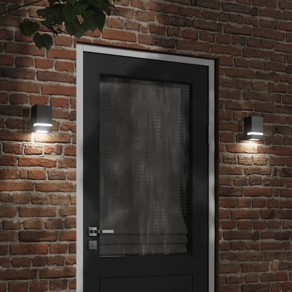 vidaXL Outdoor Wall Light Black Stainless Steel, PC (polycarbonate) Medium