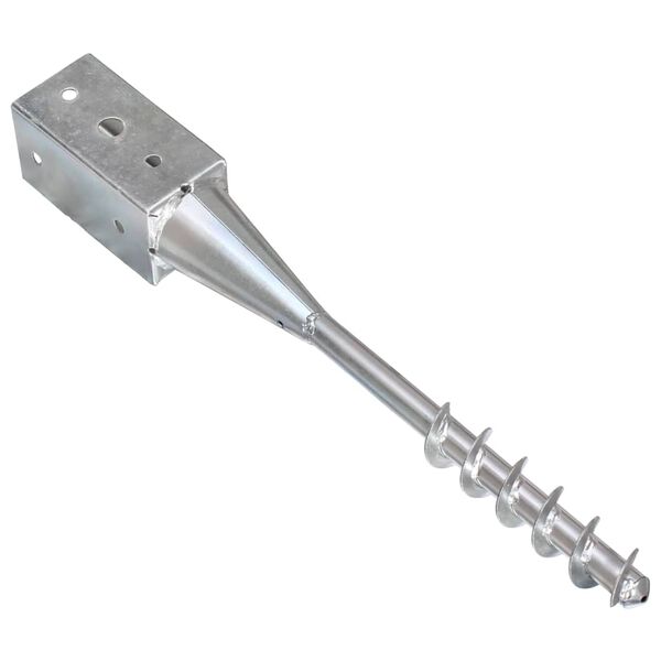vidaXL Ground Spikes 2 pcs Silver 3.9x3.9x22.4" Galvanised Steel