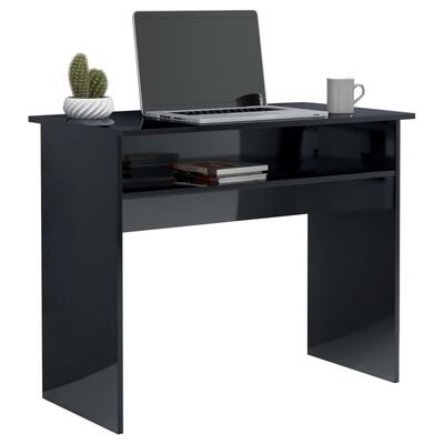 vidaXL Desk High Gloss Black 35.4"x19.7"x29.1" Chipboard