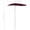 vidaXL Garden Half Parasol with Pole 70.9"x35.4" Bordeaux Red
