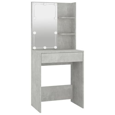 vidaXL Dressing Table with LED Concrete Gray 23.6"x15.7"x55.1"