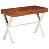 vidaXL Desk Brown top and silver legs Solid Acacia Wood, Powder-Coated Iron