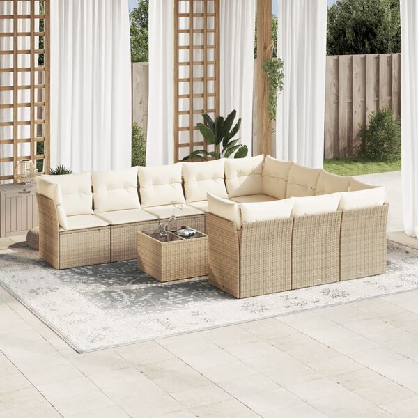 vidaXL Garden Sofa Set Beige PE Rattan Large Modular Garden Sofa Set