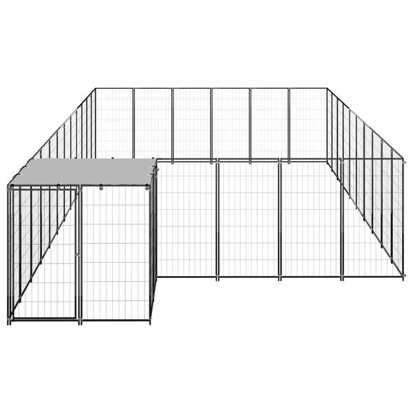vidaXL Dog Kennel Black & Silver Grey PE, Powder-Coated Steel 19.9 ft²