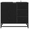 vidaXL Bathroom Cabinet with Drawer Black Oak 25.59 x 12.99 x 23.62 in