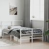 vidaXL Bed Frame White Steel Small Double Bed Frame Rectangular