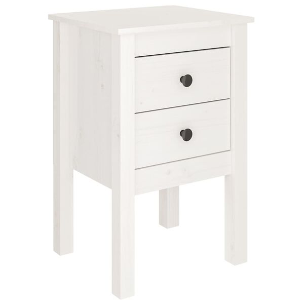 vidaXL Bedside Cabinet White Solid pine wood Medium Bedside Cabinet