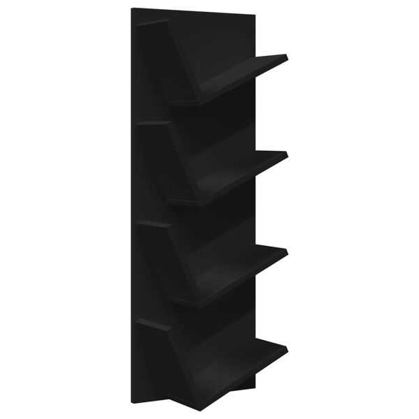 vidaXL Wall Bookshelf 4-Tier Black 13"x6.3"x35.4"