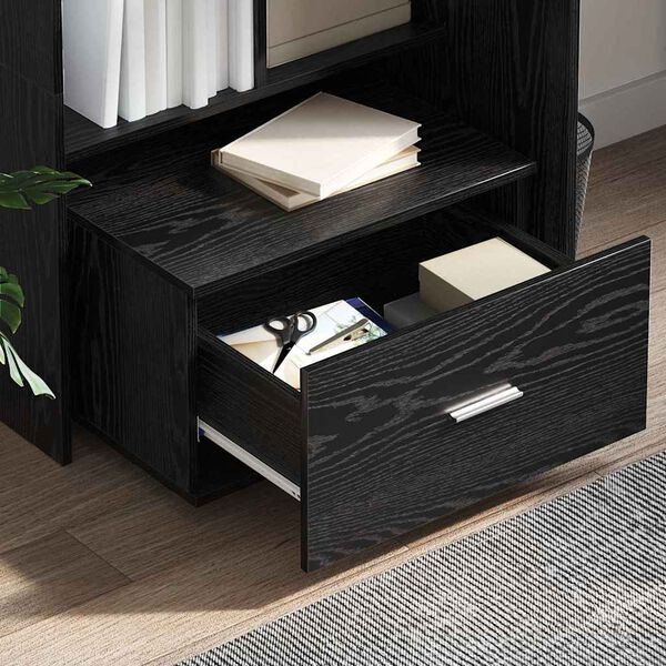 vidaXL Drawer Cabinet with Wheel Black Oak 55 x 45 x 31 cm