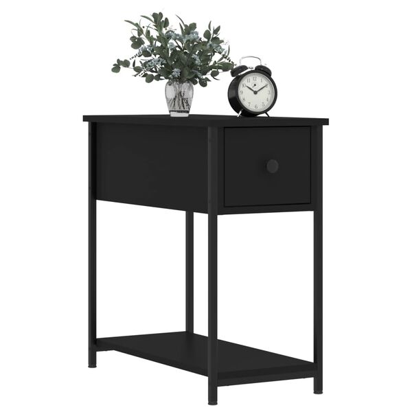 vidaXL Bedside Cabinet Set of 2 Black Engineered wood, iron Compact