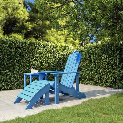 vidaXL Patio Adirondack Chair with Footstool HDPE Aqua Blue