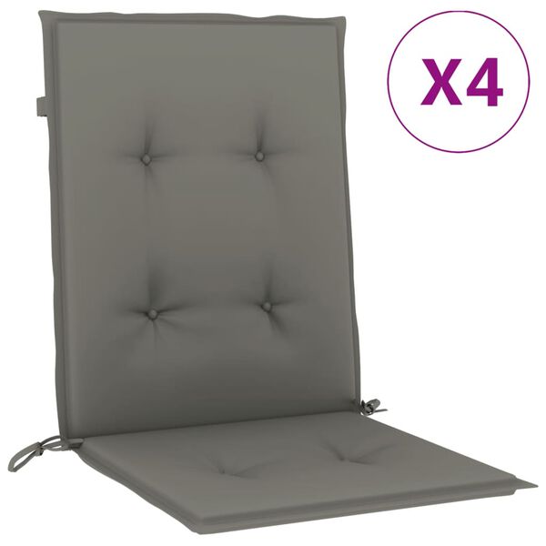 vidaXL Lowback Chair Cushion Set of 4 Melange dark grey 100% polyester