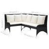 vidaXL Garden Sofa Set of 2 Black,Cream White PE Rattan Modular