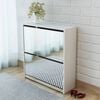 vidaXL Shoe Cabinet 2-Layer Mirror White 24.8x6.7x26.4"
