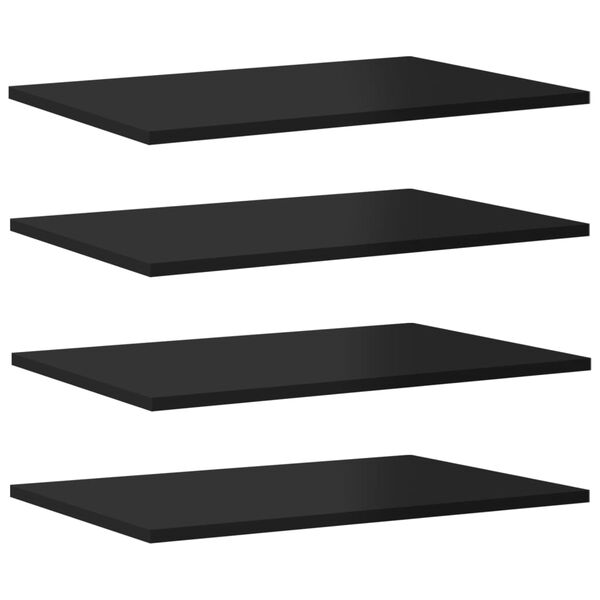 vidaXL Shelf Set of 4 High gloss black Engineered Wood 23.6x15.7x0.6 in