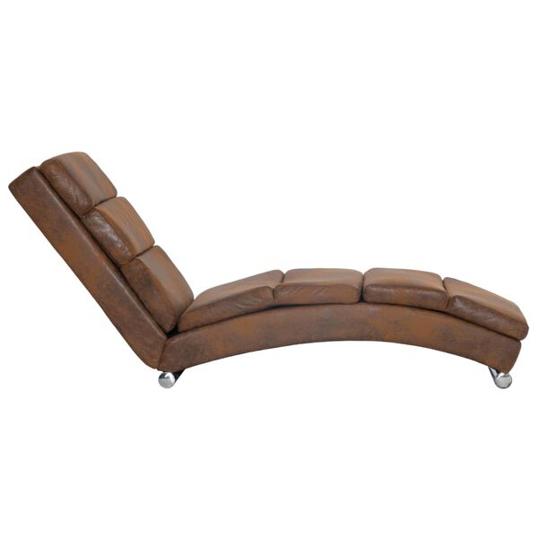 vidaXL Chaise Longue Brown Faux suede leather Medium
