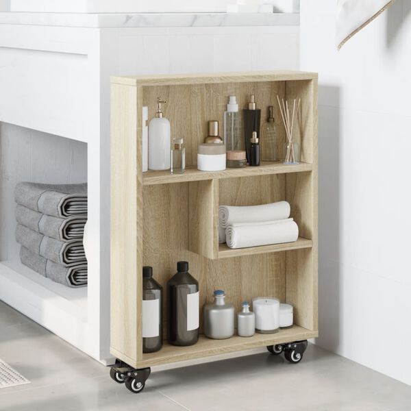 vidaXL Narrow Storage Trolley Sonoma Oak Engineered Wood Narrow