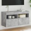 vidaXL TV Wall Stand with LED Lights Concrete Gray 31.5"x11.8"x15.7"