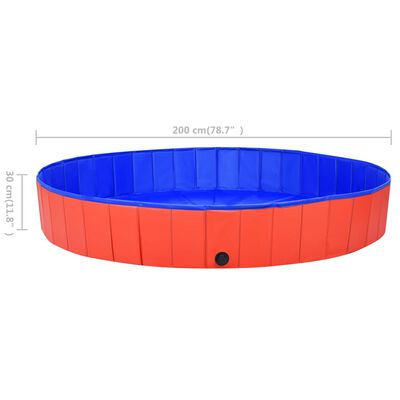 vidaXL Foldable Dog Swimming Pool Red 78.7"x11.8" PVC