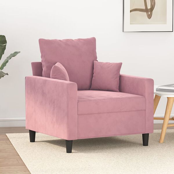 vidaXL Sofa Chair Pink Velvet, Metal, Textilene, Foam Single