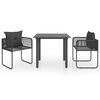 vidaXL Dining Set Black PVC rattan Medium Durable Dining Set Square