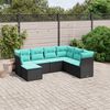 vidaXL Garden Sofa Set Black Poly Rattan, Powder-Coated Steel 7-piece set