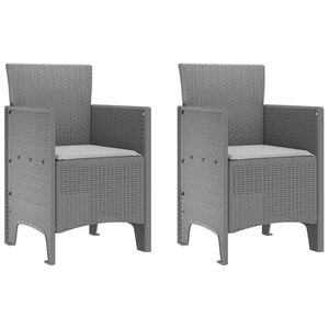 vidaXL Garden Chair 2 pcs Light gray 53 x 49 x 85 cm PP