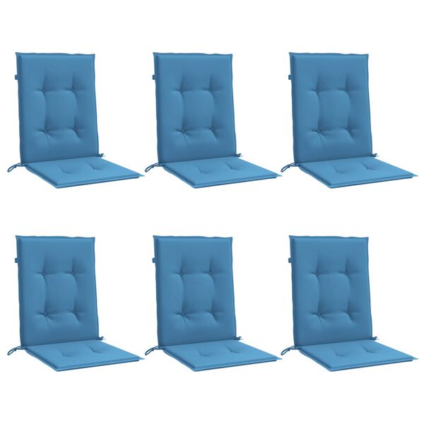 vidaXL Lowback Chair Cushion Set of 6 Melange blue 100% polyester