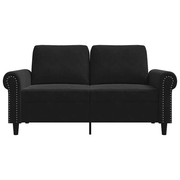vidaXL 2-seater Sofa Black Velvet, metal, textilene Medium 2-Seater Sofa