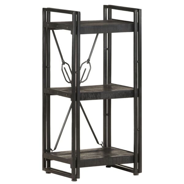 vidaXL Bookcase Black Solid mango wood and powder-coated steel Medium