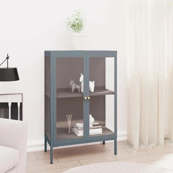 vidaXL Sideboard Anthracite Powder-coated steel Compact Adjustable Feet