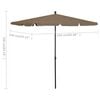 vidaXL Garden Parasol with Pole 82.7"x55.1" Taupe